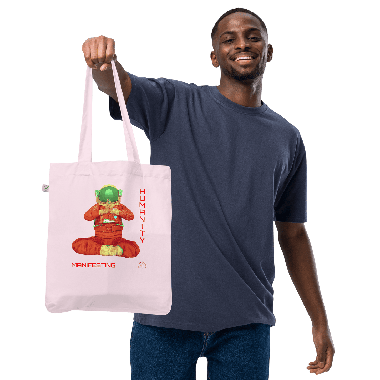 Organic fashion tote bag - MANIFESTING GOLDEN MEDITITATION - BILLIE ATOMS - Billions of Atoms